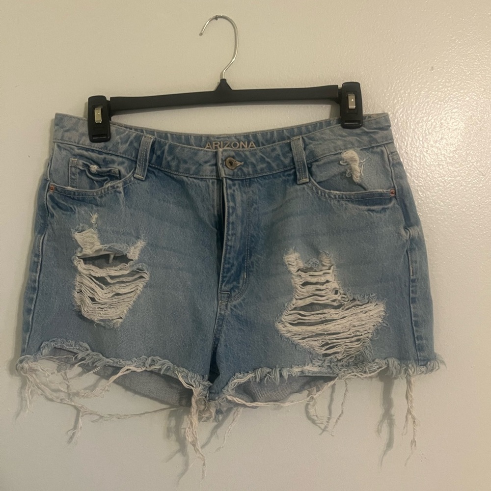Arizona Jean Company Women's Ripped Jean Shorts - Light Blue